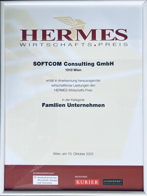 Urkunde Hermes Wirtschaftspreis 2025